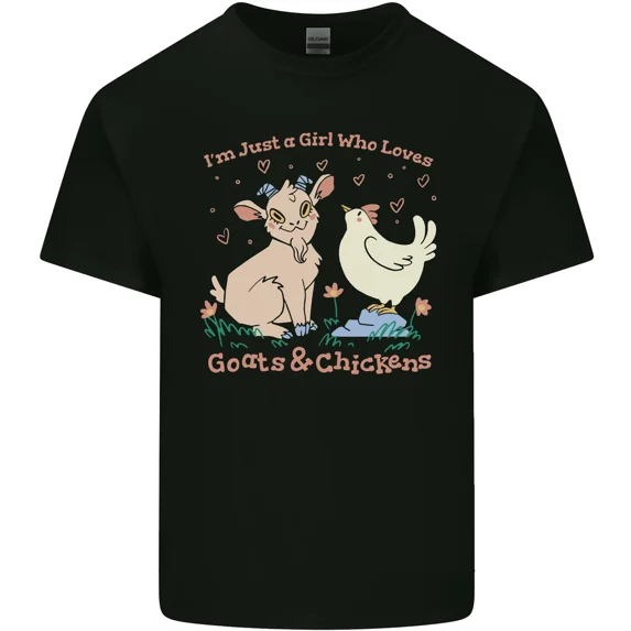 Girl Who Loves Goats and Chickens Funny Farmer and New Unisex T-Shirt