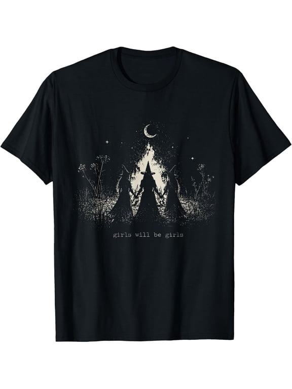 Girl Will Be Girls Witch Halloween Feminist Witchy T-Shirt