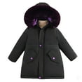 thumbnail image 1 of Girl Winter Coat Hooded Puffer Jacket Black Jacket for Girls Full-Zip Long Sleeve Thicken Waterproof Jacket Kids Girls' Outerwear Jackets 5-6 Years, 1 of 9