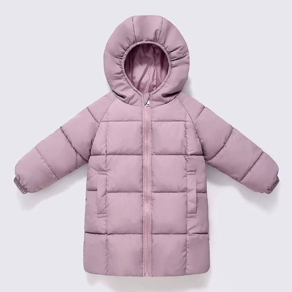 Girl Winter Coat Hooded Puffer Jacket Boys Girls Purple Jacket Full-Zip Long Sleeve Waterproof Girls Lightweight Jacket Little Girl Jackets 5-6 Years