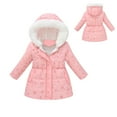 thumbnail image 1 of Girl Winter Coat Hooded Puffer Jacket Floral Print Puffer Coat Zip up Long Sleeve Lightweight Waterproof Jacket Kids Girls Jackets Size 6-7 Years, 1 of 8