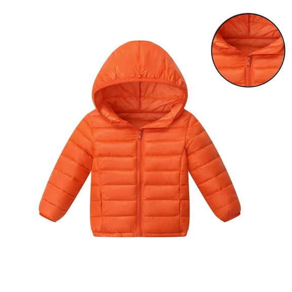 Girl Winter Coat Hooded Puffer Jacket Kids Boys Red Jacket Full-Zip Long Sleeve Waterproof Girls Lightweight Jacket Boys Coats Size 9-10 Years