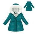 thumbnail image 1 of Girl Winter Coat Hooded Puffer Jacket Kids Green Puffer Jacket Zipper Long Sleeve Waterproof Kids Lightweight Jacket Girls Coats Size 8-9 Years, 1 of 4