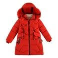 thumbnail image 1 of Girl Winter Coat Hooded Puffer Jacket Kids Letter Print Coat Full-Zip Long Sleeve Waterproof Kids Thicken Jacket Girls Jackets Size 6-7 Years, 1 of 5