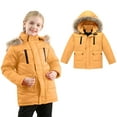 thumbnail image 1 of Girl Winter Coat with Hooded Puffer Jacket Kids Orange Jacket Boys Zip up Long Sleeve Waterproof Girls Thicken Jacket Boys Winter Coat Size 9-10 Years, 1 of 9