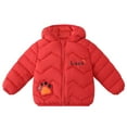 thumbnail image 1 of Girl Winter Coat Puffer Jacket Cartoon Print Zipper Long Sleeve Lightweight Windproof Down Jacket Bear Hooded Down Jacket Boys Winter Coats Size 4-5 Years, 1 of 2