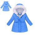 thumbnail image 1 of Girl Winter Coat with Hooded Puffer Jacket Kids Girls Blue Jacket Zipper Long Sleeve Lightweight Waterproof Jacket Kids Girls Fall Jacket 9-10 Years, 1 of 4
