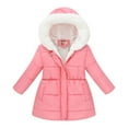thumbnail image 1 of Girl Winter Dress Coat Warm Fleece Lined Quilted Jacket with Fuzzy Hood Kids Outwear Padded Parka 4Y, 1 of 8