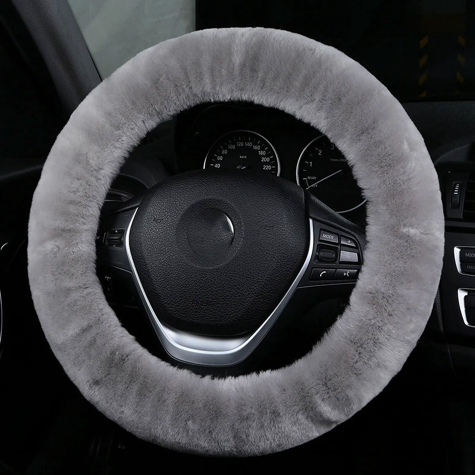 Girl Winter Real Sheepskin Wool Car Steering Wheel Cover Women Girl Pink Universal Fit Warm Winter 36-39cm Wheel Car Decoration