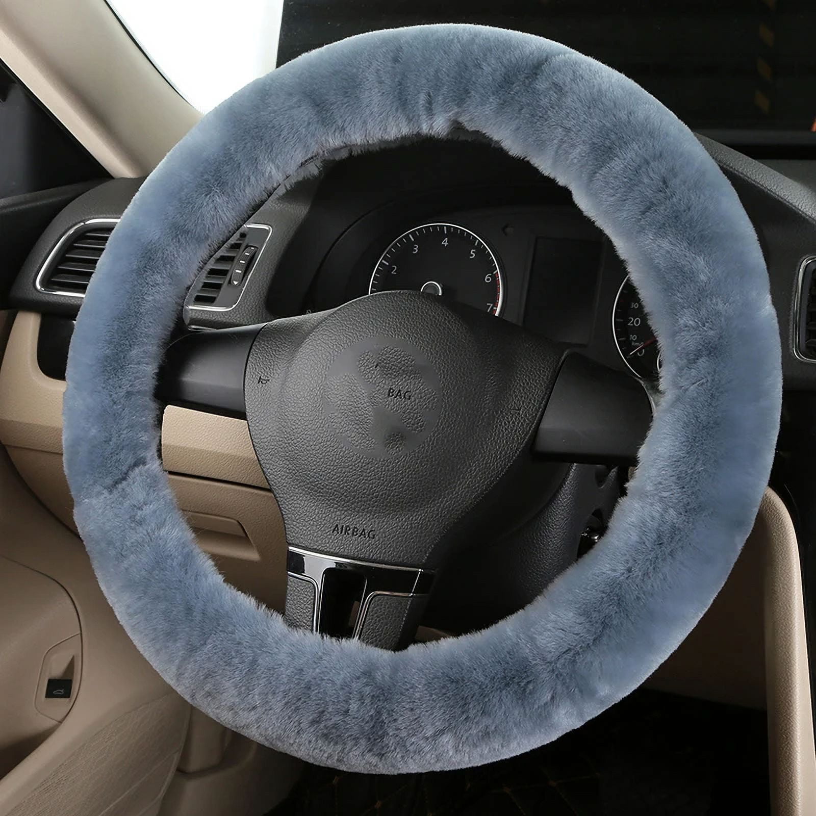 Girl Winter Real Sheepskin Wool Car Steering Wheel Cover Women Girl Pink Universal Fit Warm Winter 36-39cm Wheel Car Decoration