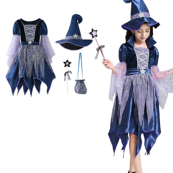 Girl Witch Costume Tutu Mesh Dress Halloween Dress Costume Kids Halloween Costume 6-7 Years Halloween Costume Dress Up