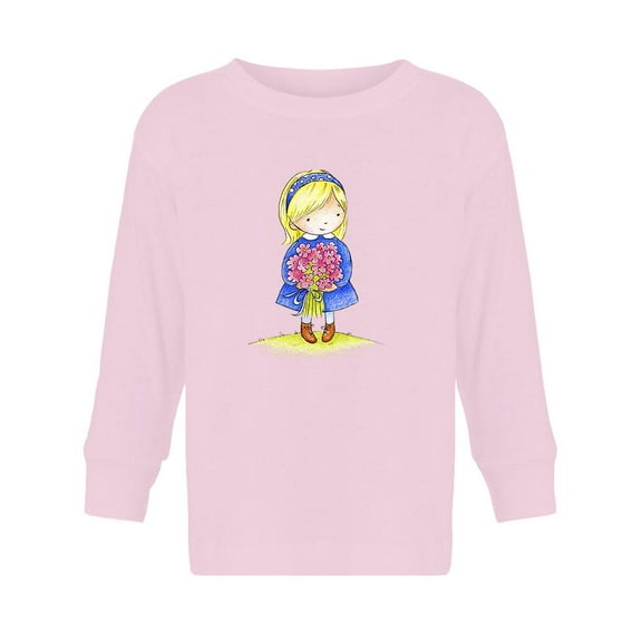 Girl With A Bouquet Of Flowers Long Sleeve Toddler -Image by Shutterstock,  3 Toddler