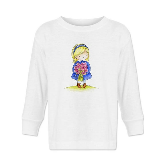 Girl With A Bouquet Of Flowers Long Sleeve Toddler -Image by Shutterstock,  5 Toddler