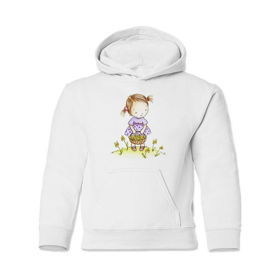Girl With A Flower Basket Hoodie Juniors -Image by Shutterstock, Large