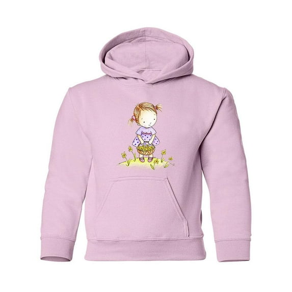 Girl With A Flower Basket Hoodie Juniors -Image by Shutterstock, Medium