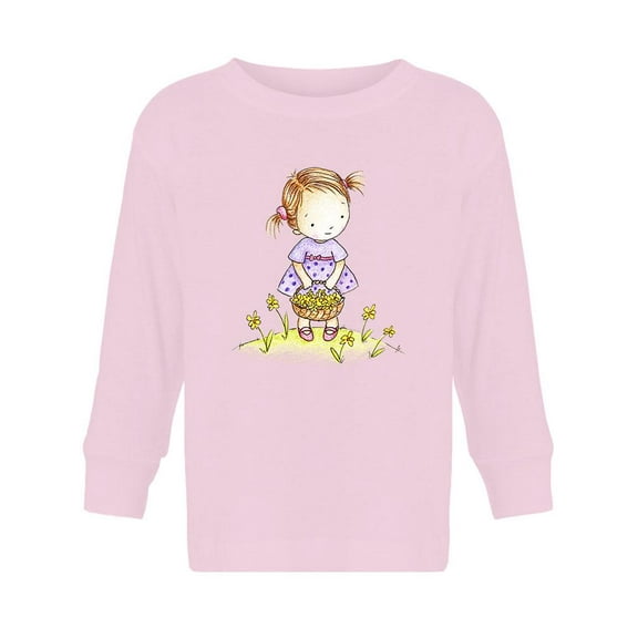 Girl With A Flower Basket Long Sleeve Toddler -Image by Shutterstock,  5 Toddler