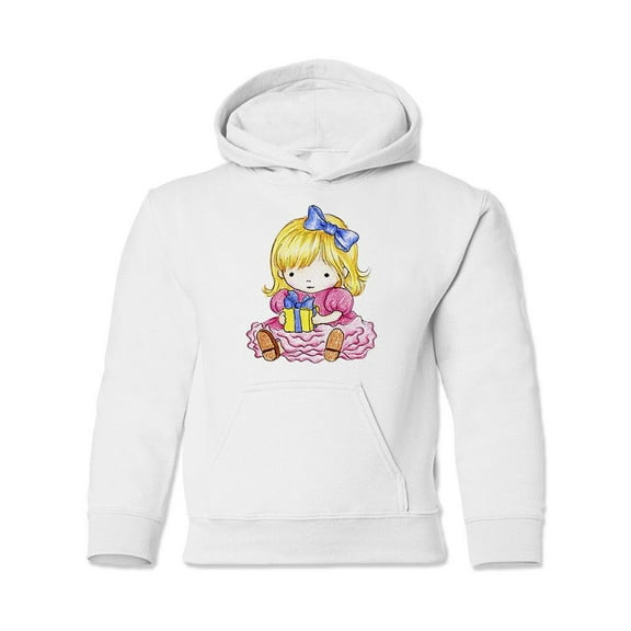 Girl With A Gift Hoodie Juniors -Image by Shutterstock,  Large
