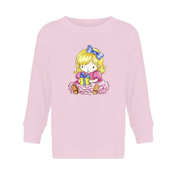 Girl With A Gift Long Sleeve Toddler -Image by Shutterstock, 3 Toddler
