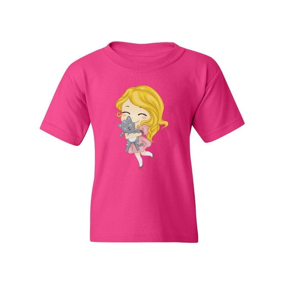 Girl With A Kitten T-Shirt Juniors -Image by Shutterstock,  Medium
