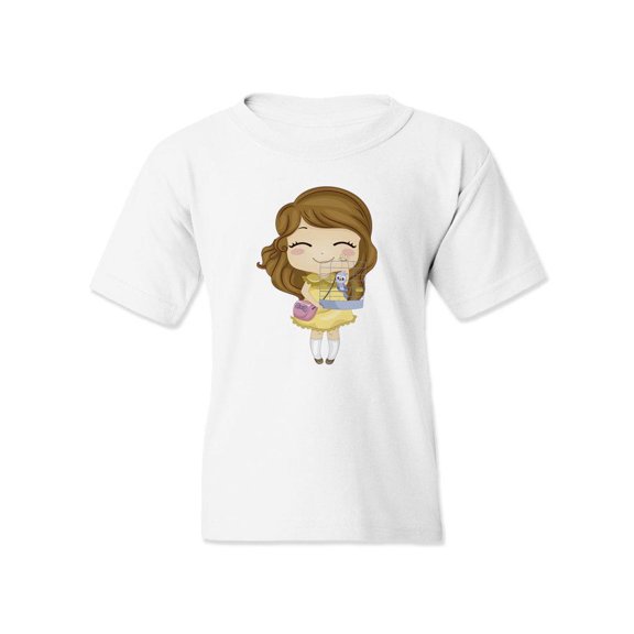 Girl With A Pet Bird T-Shirt Juniors -Image by Shutterstock,  Large