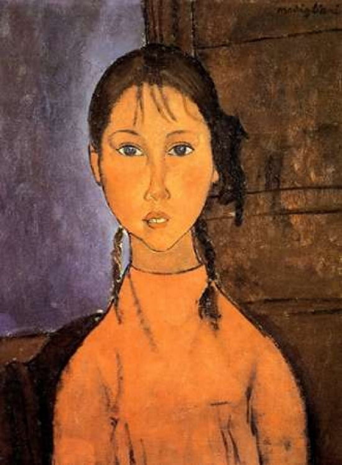 Girl With Braids Canvas Art - Amedeo Modigliani (18 x 24)
