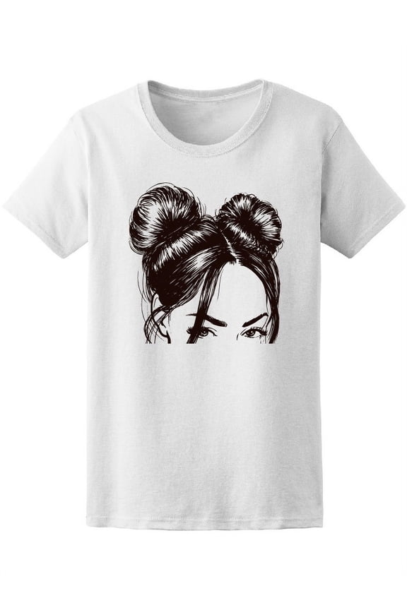Girl With Cute Oriental Hair Buns Women T-Shirt - Image by Shutterstock, Female Large