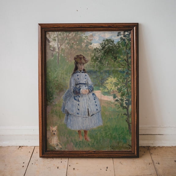 Girl With Dog By Claude Monet, Impressionist Art, Impressionism, Classical Wall Art, Botanical Decor, Unframed Canvas Size 16x24