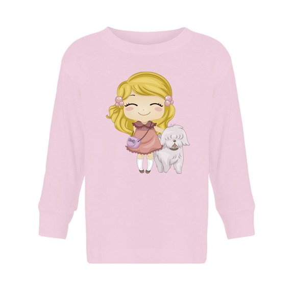 Girl With Pet Dog Long Sleeve Toddler -Image by Shutterstock,  4 Toddler