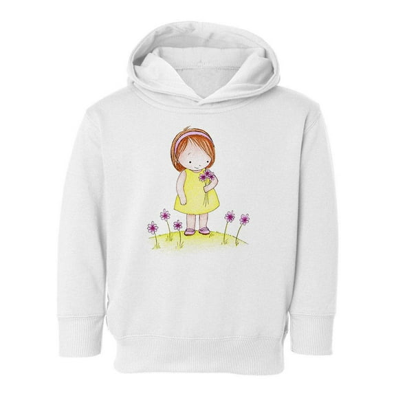 Girl With Pink Flowers Hoodie Toddler -Image by Shutterstock,  2 Toddler