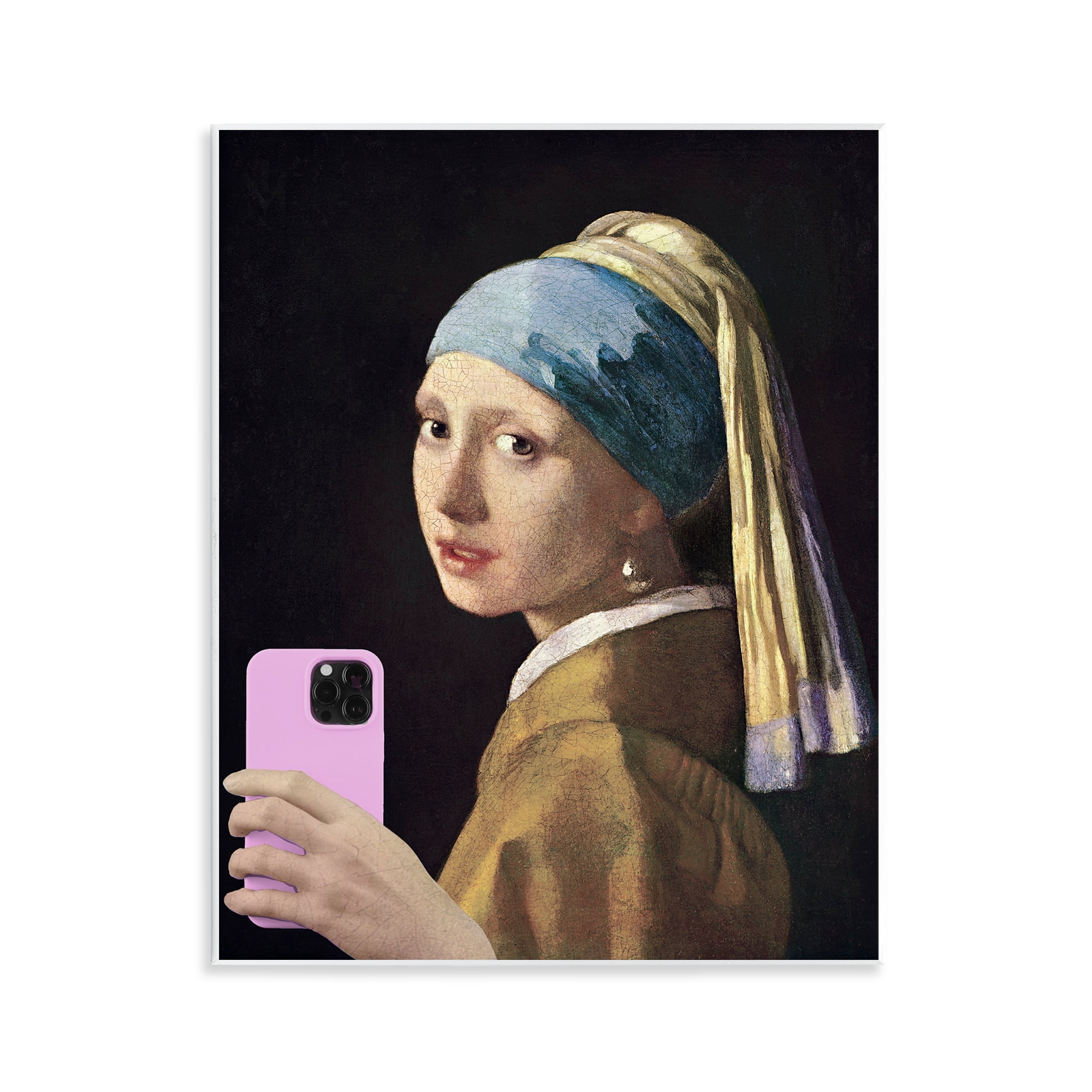 Girl With Pink Phone Funny Wall Plaque Art, design by Masters Redux