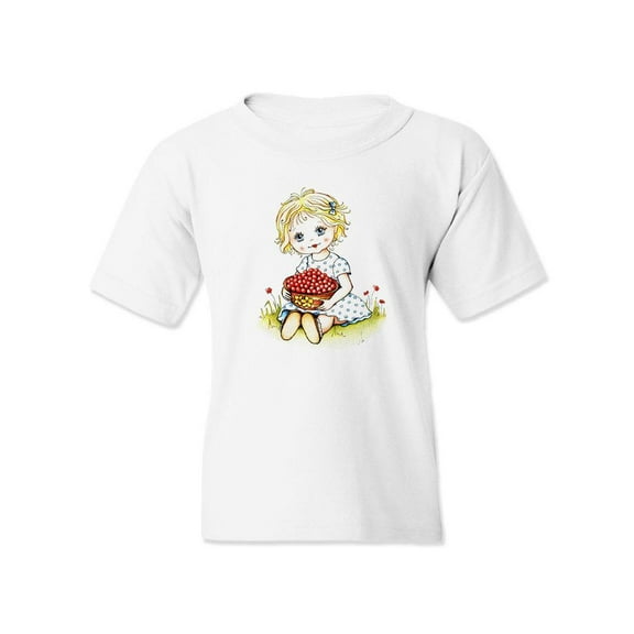 Girl With Red Berries T-Shirt Juniors -Image by Shutterstock,  Medium