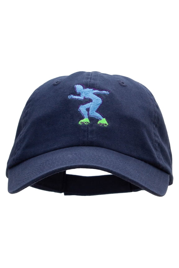 Girl With Skates Embroidered Low Profile Dyed Cotton Twill Cap - Navy OSFM