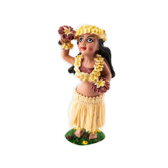 Hawaii Hula Girl with Uli Uli Dashboard Hawaiian Doll 4 Inch
