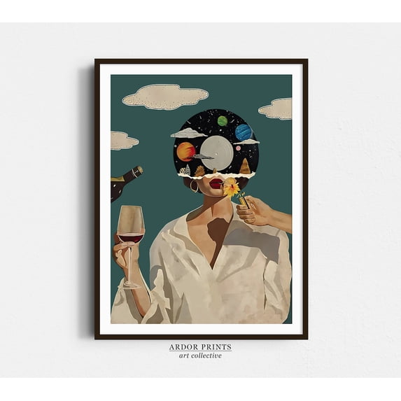 Girl With Wine Music Poster, Vintage Retro Lover, Lose Your Mind Find ...