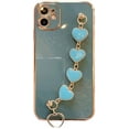 thumbnail image 1 of Girl Women Gold Electroplated Outlines with TPU Back Shell Phone Case + Hearts Chain, Compatible with iPhone 7 Plus/8 Plus, Full Body Protection (Scratch-resistant & Shockproof) - Grey, 1 of 12