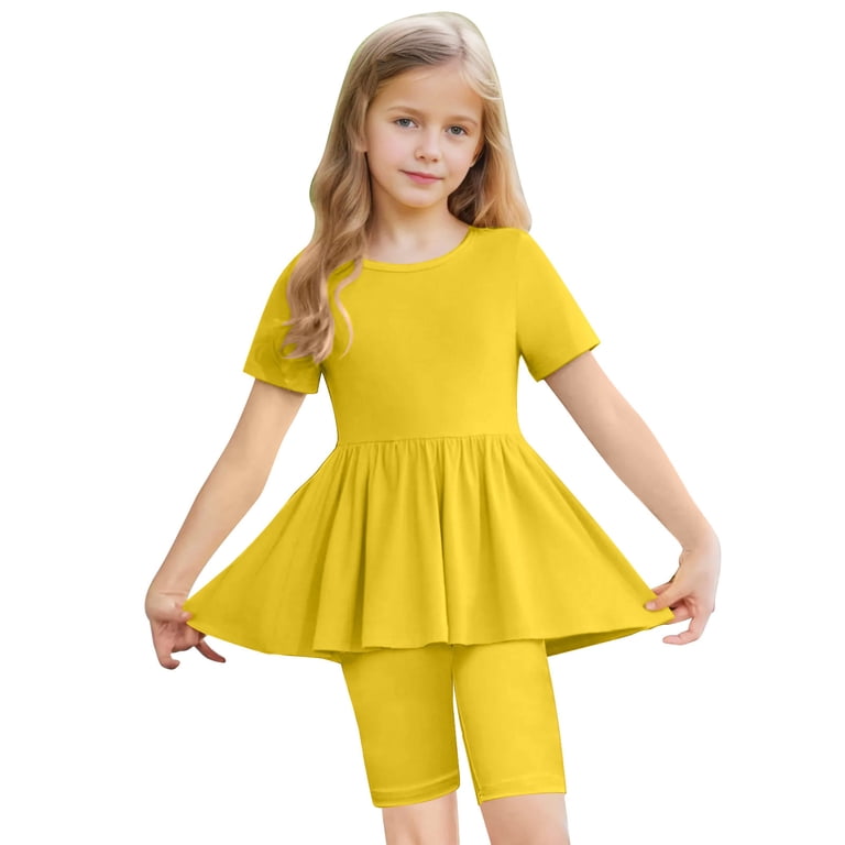 Girl Workout Clothes Set Size 10-12 Dancewear Ruffle Hem Tops