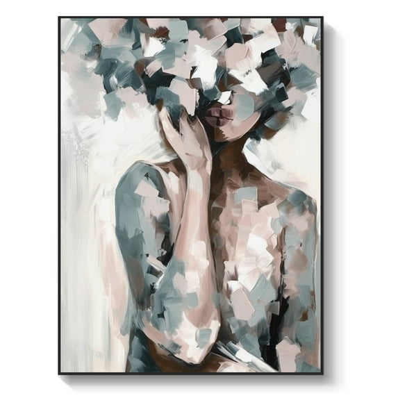 Girl abstract 100% handmade oil painting, minimalist room art, living room wall decoration, office wall decoration,102*76cm (40*30) inches,stretched + black frame