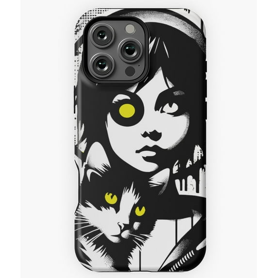 Girl and Cat Gothic Urban Aesthetic N6109 Phone Case for iPhone 17 16 15 14 13 12 11 Pro Max