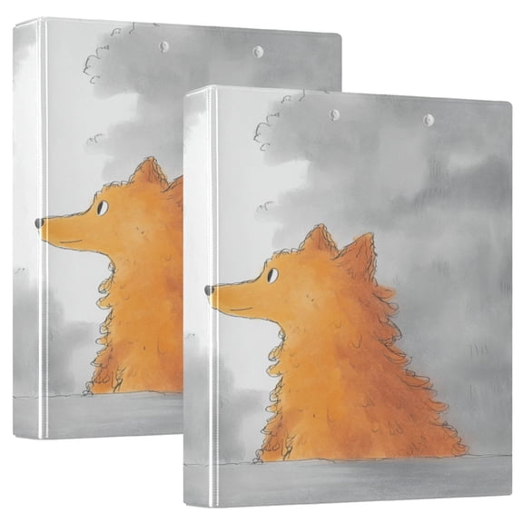 Girl and Dog 12.4x10.6in PVC Round Ring Binder, D-Ring 3-Hole, Metal Clip, 200 Sheets