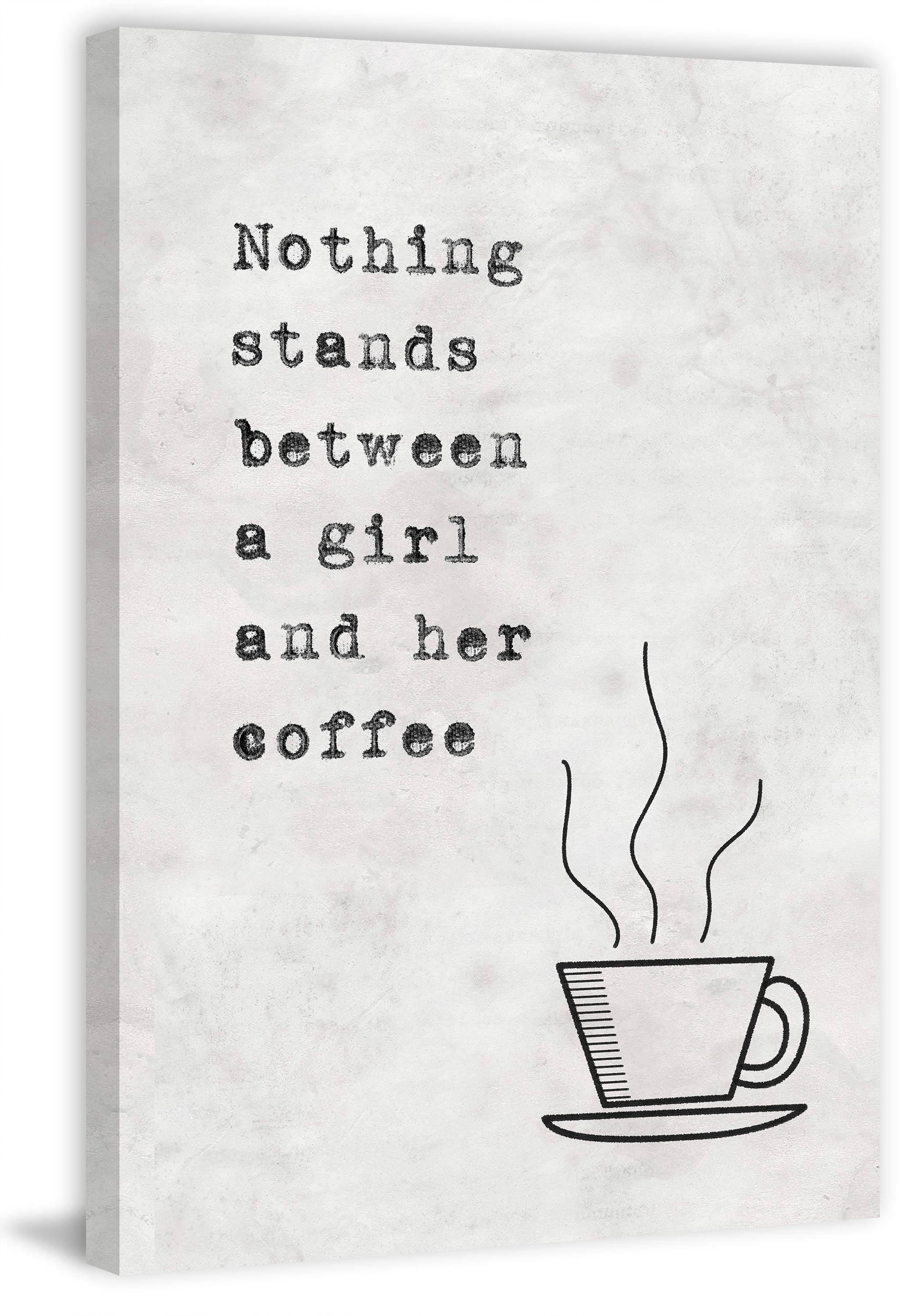 Girl and Her Coffee Painting Print on Wrapped Canvas