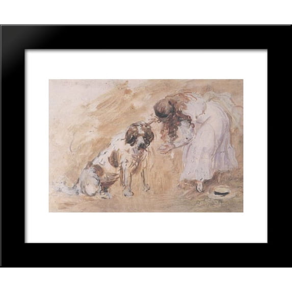Girl and St. Bernard Dog 20x24 Framed Art Print by Philip Wilson Steer