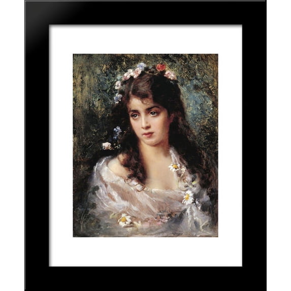 Girl dressed as Flora 20x24 Framed Art Print by Makovsky, Konstantin