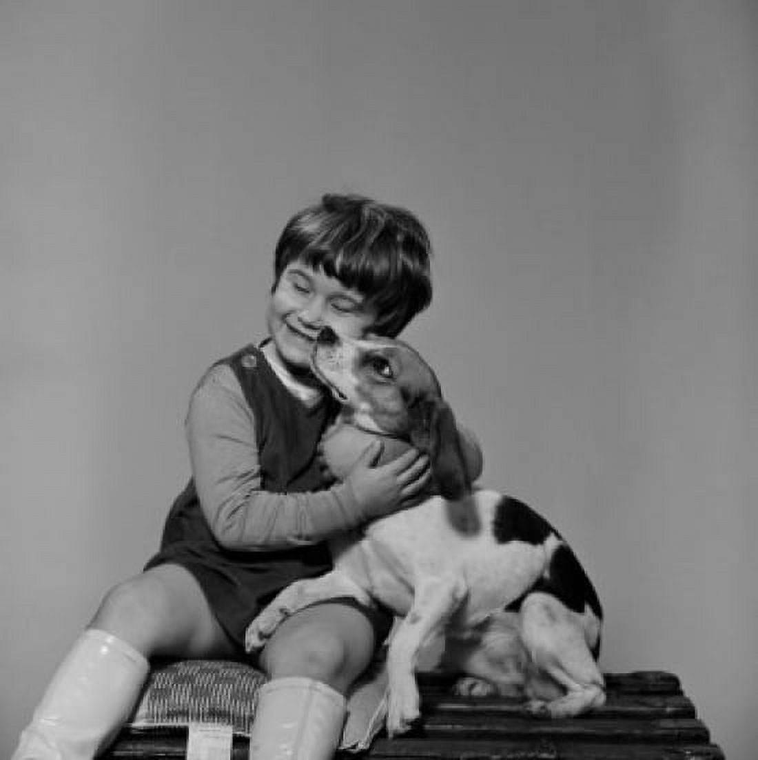 Girl embracing dog Canvas Art - (18 x 24)