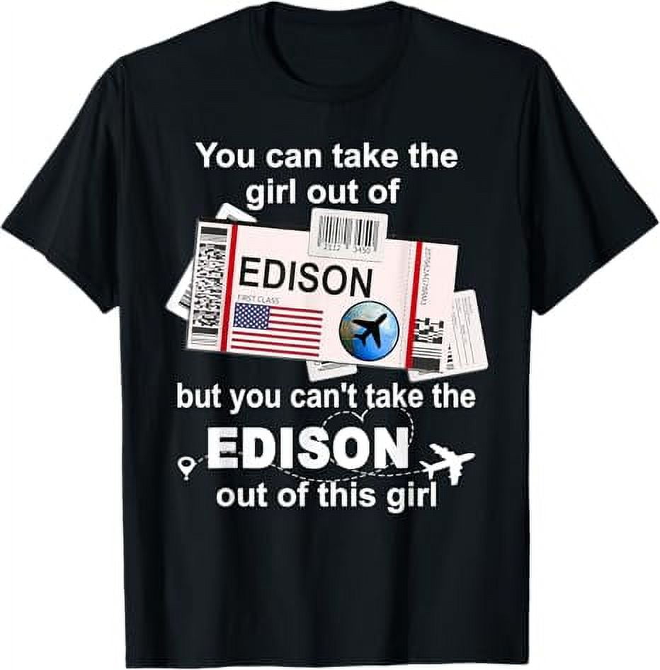 Girl from Edison Boarding Pass Flight Ticket Edison TShirt