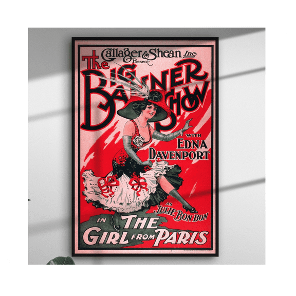 Girl from Paris vintage theatre Poster vintage french print pink Parisian art