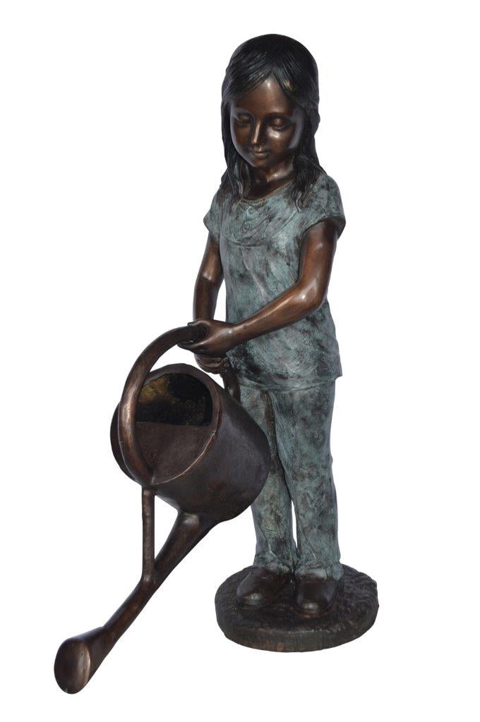 Nifao Girl Gardening Outdoor Fountain Statue, Bronze Garden Water Feature Sculpture for Patio & Garden – Outdoor Garden Decor Sculpture, 27"L x 14"W x 41"H