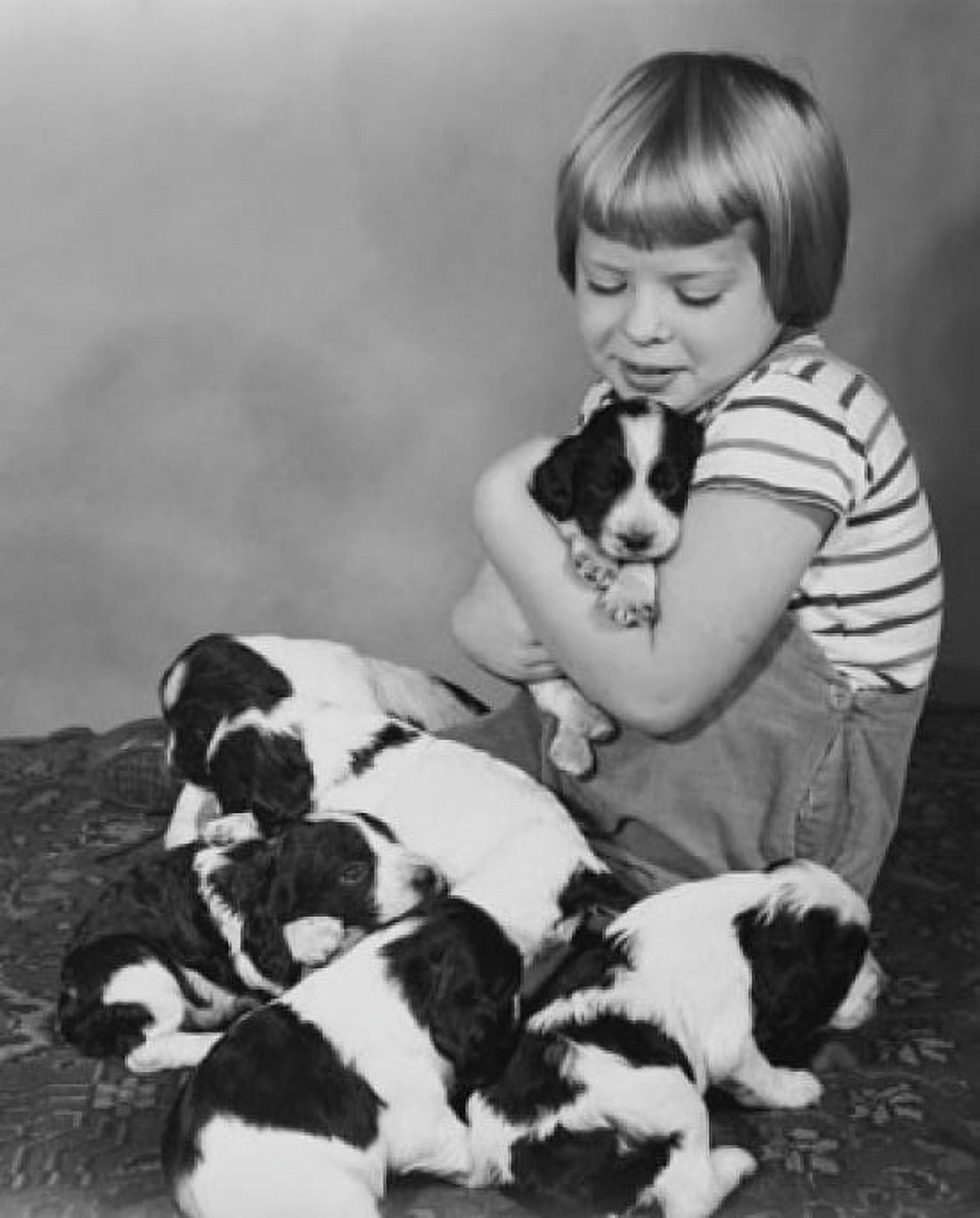 Girl hugging a puppy Canvas Art - (18 x 24)