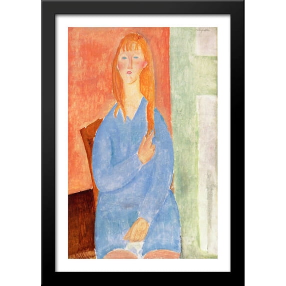 Girl in Blue 28x40 Large Black Wood Framed Print Art by Amedeo Modigliani