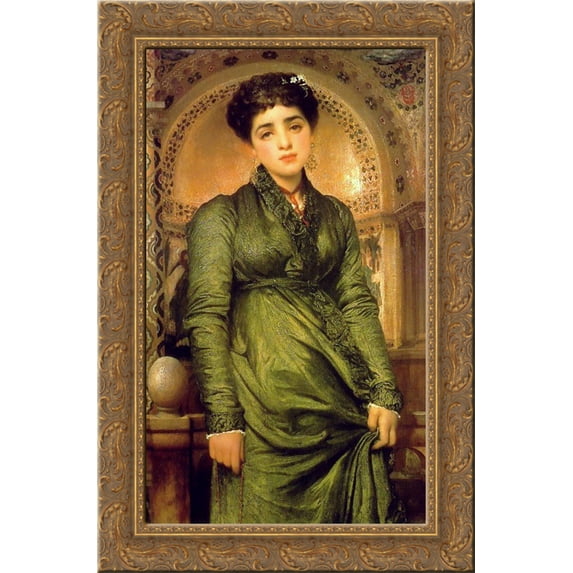Girl in Green 24x16 Gold Ornate Wood Framed Canvas Art by Frederic Leighton