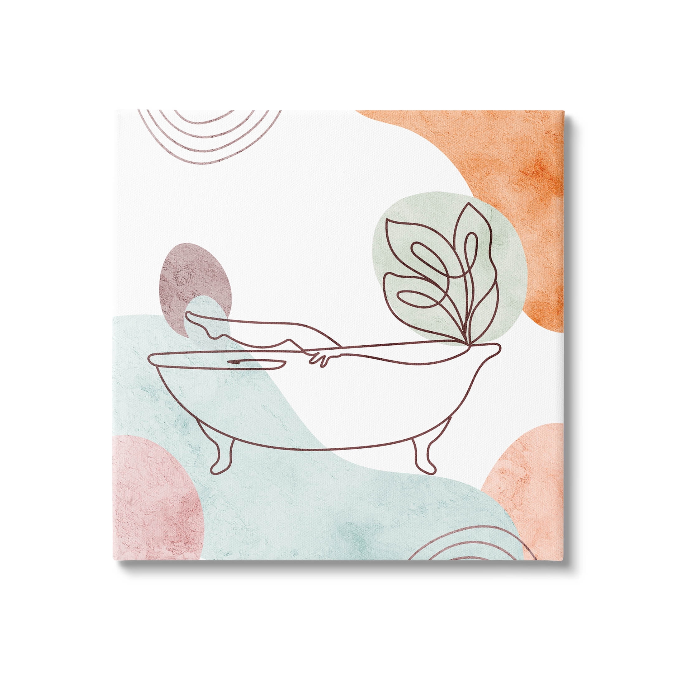 Girl in Tub Floral Geometric Shapes Botanical & Floral Graphic Art Gallery Wrapped Canvas Print Wall Art
